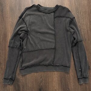 Zyia Black Patchwork Crewneck Sweatshirt